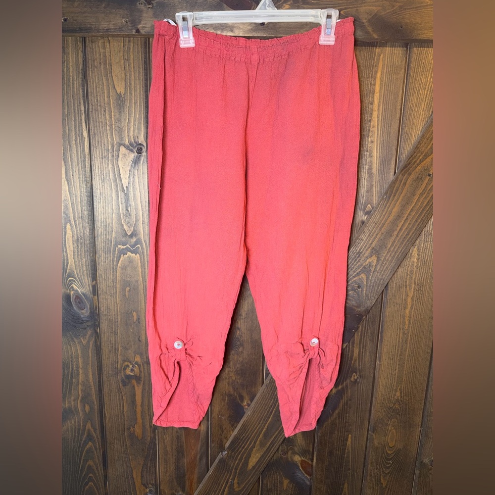 Oh My Gauze Cropped Pants Cotton Elastic Waist